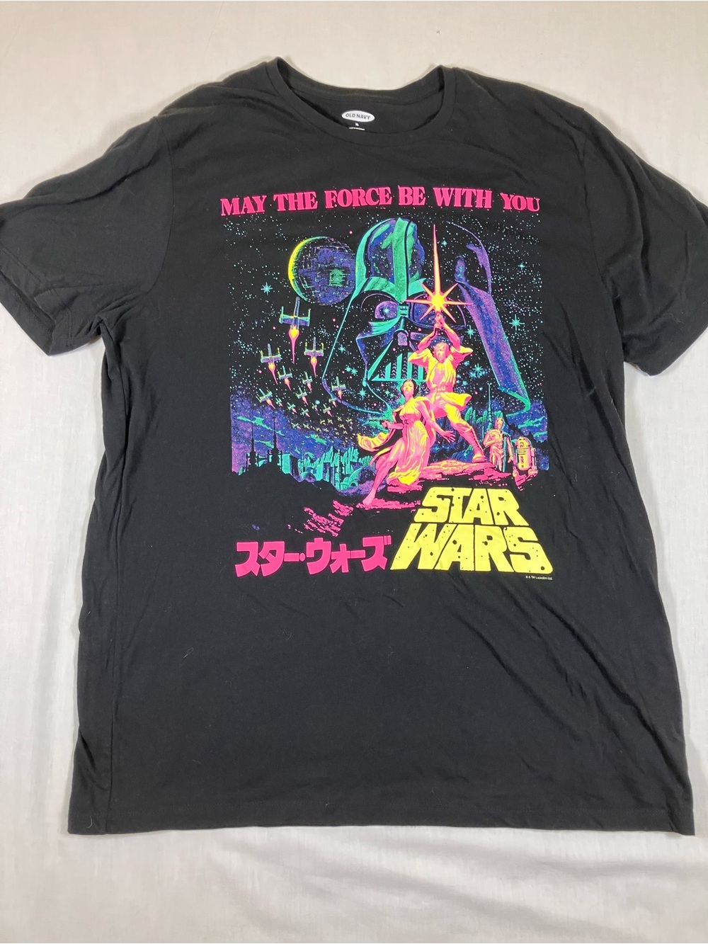 Star Wars Neon Graphic Tee with Pink & Yellow Accents